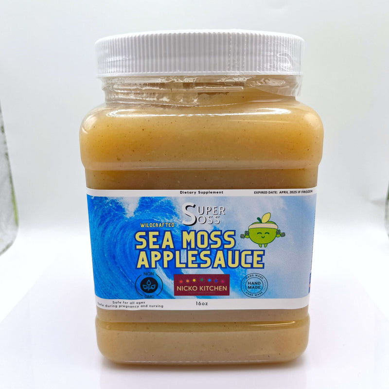 Nicko Kitchen Shop SuperSoss Sea Moss Applesauce 32oz | Kid-Friendly Sea Moss Snack Fitness & Nutrition White Smoke