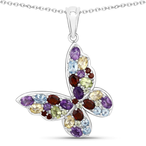 Bids.com 3.80 Carat Genuine Multi Stones .925 Sterling Silver Pendant Pendants White Smoke