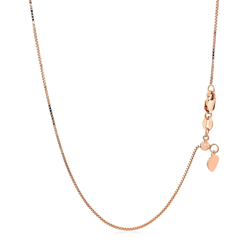 Bids.com 14k Rose Gold Adjustable Box Chain 0.7mm Necklaces White Smoke 22 / Rose Gold,One / Rose Gold
