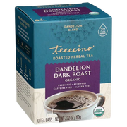 Teeccino Dandelion Dark Roast Roasted Herbal Tea Herbal Tea Steel Blue 25 tea bags,10 tea bags,50 tagless eco-friendly tea bags