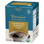 Teeccino Dandelion Turmeric Roasted Herbal Tea Herbal Tea Sea Green 25 tea bags,10 tea bags