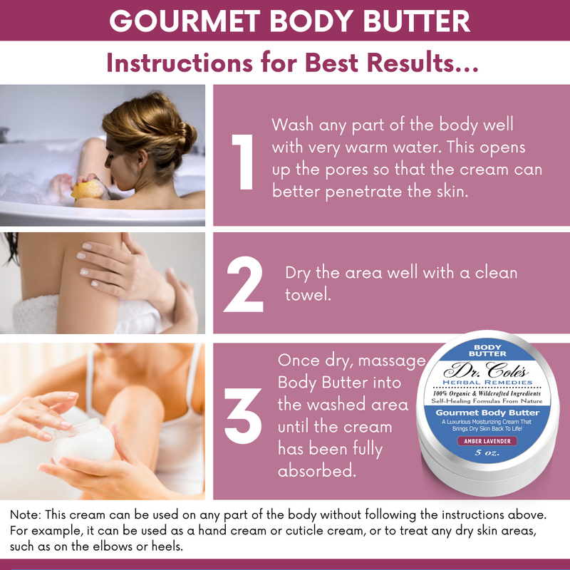 COLEHERBALS LLC 34 - Dr. Cole's Gourmet Body Butter - AMBER LAVENDER Herbal Rosy Brown