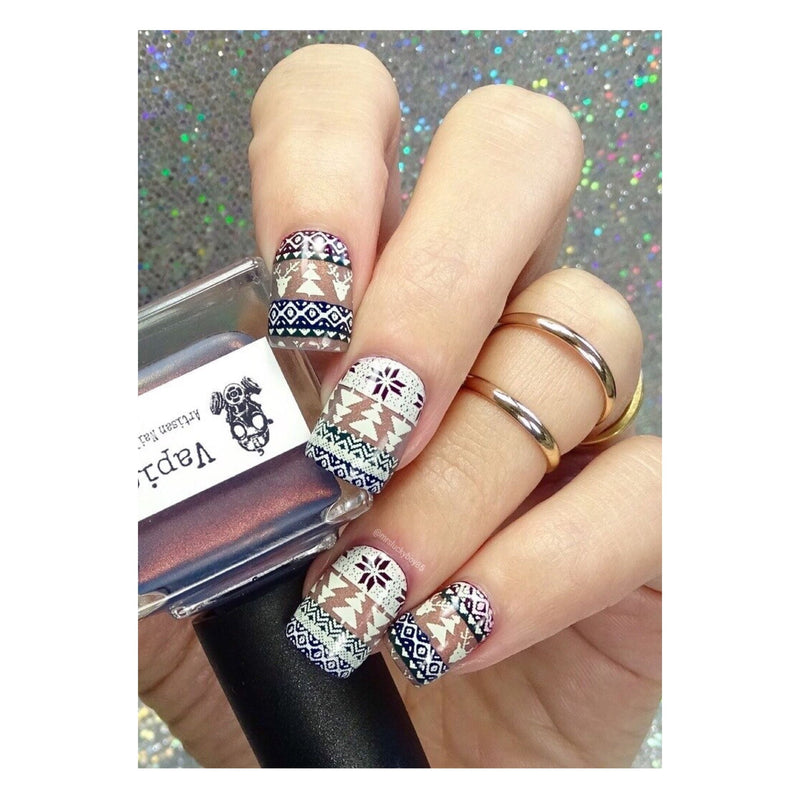 UberChic Beauty Holiday Spirit, (Christmas-01) Stamping Plate Rosy Brown