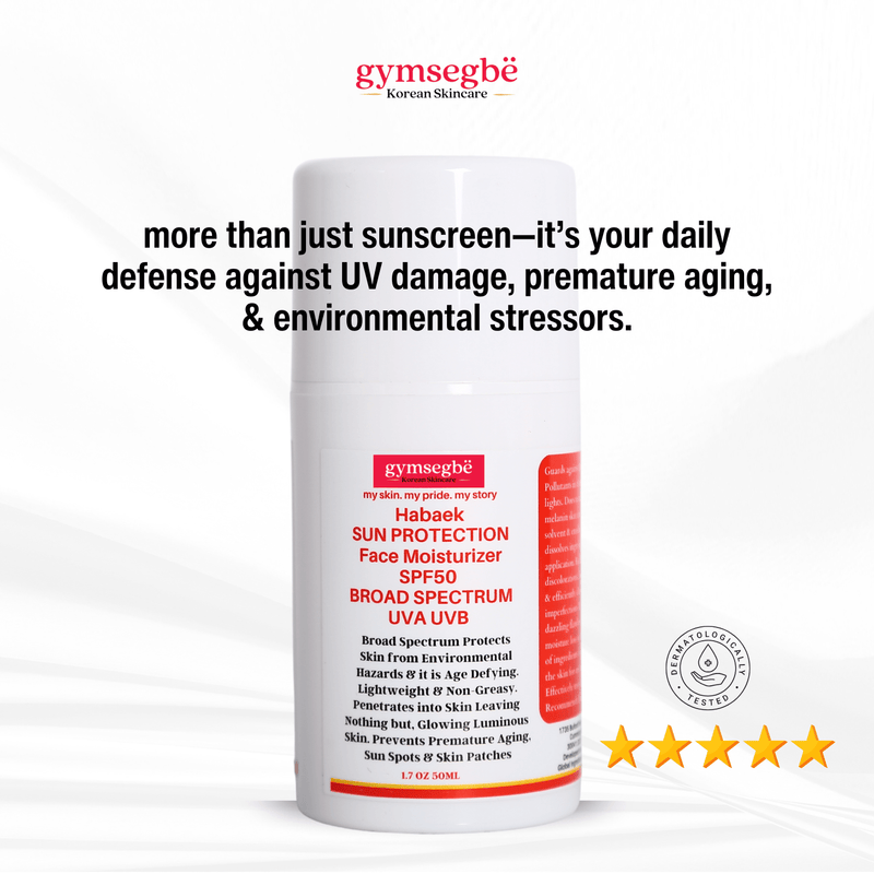gymsegbë Habaek Sun Protection Face Moisturizer SPF50 | Peptides | Niacinamide SPF50 Anti-Aging Facial White Smoke 1 Bottle,2 Bottles Save $1.99,3 Bottles Save $5.98,4 Bottles Save $6.97