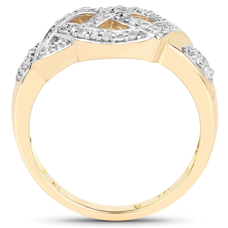 Bids.com 14K Yellow Gold Plated 0.21 Carat Genuine White Diamond .925 Sterling Silver Ring Rings White Smoke size 6.00,size 7.00,size 8.00,size 9.00