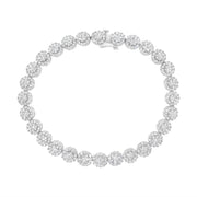Bids.com 14K White Gold 3-3/4 Cttw Round-Brilliant Cut Diamond 7-1/4" Round Cluster Links Tennis Bracelet (I-J Color, SI2-I1 Clarity) Bracelets White Smoke White.Gold / 7.25