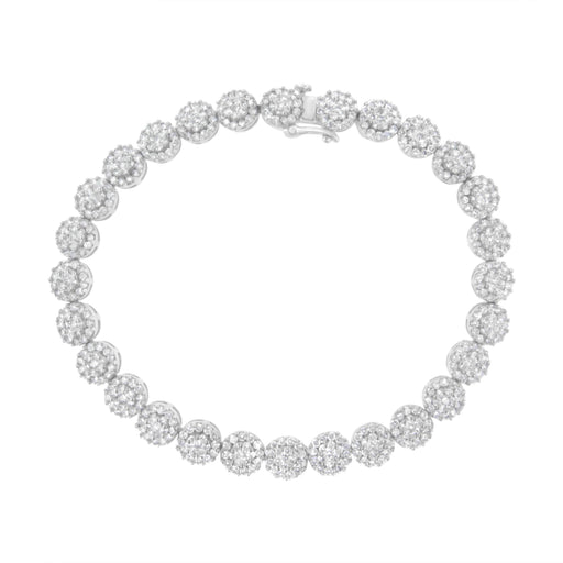 Bids.com 14K White Gold 3-3/4 Cttw Round-Brilliant Cut Diamond 7-1/4" Round Cluster Links Tennis Bracelet (I-J Color, SI2-I1 Clarity) Bracelets White Smoke White.Gold / 7.25