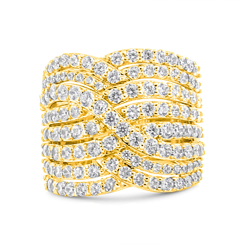 Bids.com 10K Yellow Gold 3.0 Cttw Diamond Eight-Row Bypass Crossover Statement Band Ring (H-I Color, I2-I3 Clarity) - Size 7 Rings White Smoke 7 / Yellow.Gold,8 / Yellow.Gold,6 / Yellow.Gold,9 / Yellow.Gold,5 / Yellow.Gold