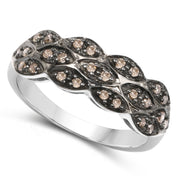 Bids.com 0.31 Carat Genuine Champagne Diamond .925 Sterling Silver Ring Rings White Smoke size 7.00,size 6.00,size 8.00,size 9.00
