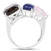 Bids.com 7.51 Carat Genuine Multi Stone .925 Sterling Silver Ring Rings White Smoke size 7.00,size 6.00,size 8.00,size 9.00