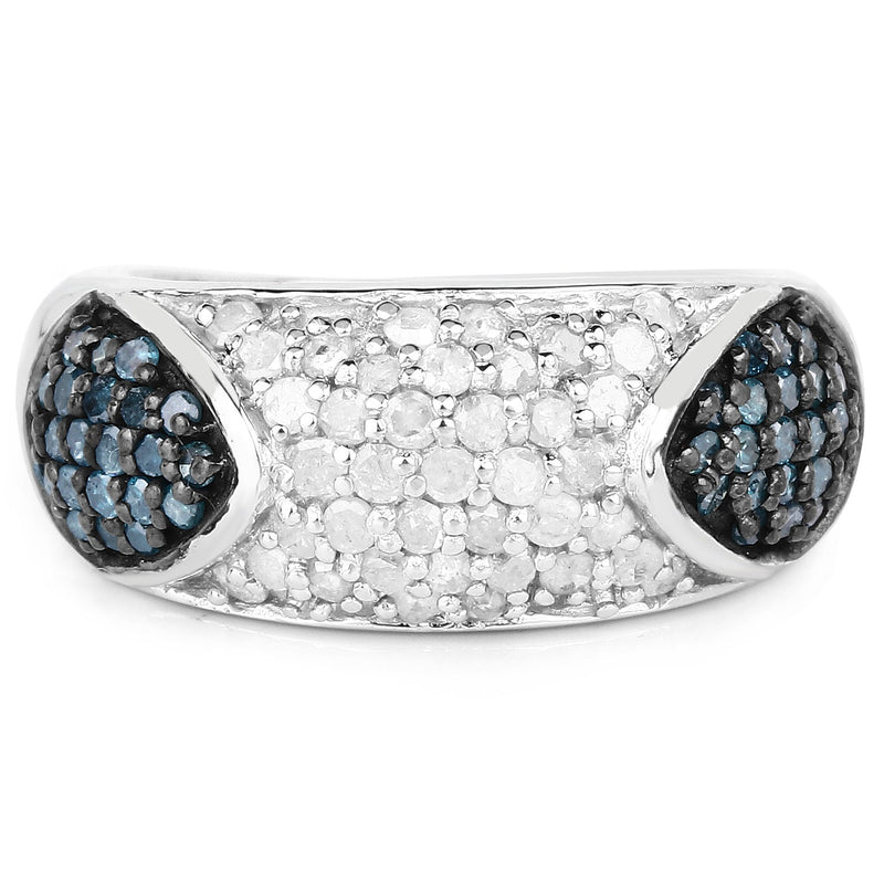 Bids.com 0.94 Carat Genuine Blue Diamond and White Diamond .925 Sterling Silver Ring Rings Light Gray size 7.00,size 8.00,size 6.00,size 9.00