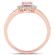 Bids.com 0.81 Carat Genuine Morganite and White Diamond 14K Rose Gold Ring Rings White Smoke size 7.00,size 6.00,size 8.00,size 9.00