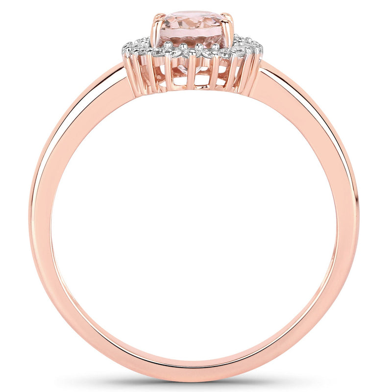 Bids.com 0.81 Carat Genuine Morganite and White Diamond 14K Rose Gold Ring Rings White Smoke size 7.00,size 6.00,size 8.00,size 9.00