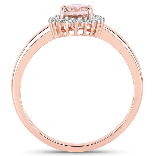 Bids.com 0.81 Carat Genuine Morganite and White Diamond 14K Rose Gold Ring Rings White Smoke size 7.00,size 6.00,size 8.00,size 9.00