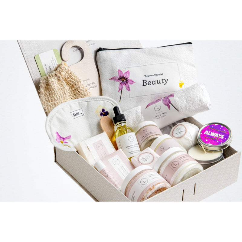 Lizush A Special Day Gift, Birthday Gift Basket, Lavender Natural Bath & Body Gift set for Her White Smoke No,Yes