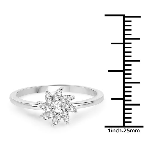 Bids.com 0.18 Carat Genuine White Diamond 14K White Gold Ring (E-F-G Color, SI Clarity) Rings White Smoke size 7.00