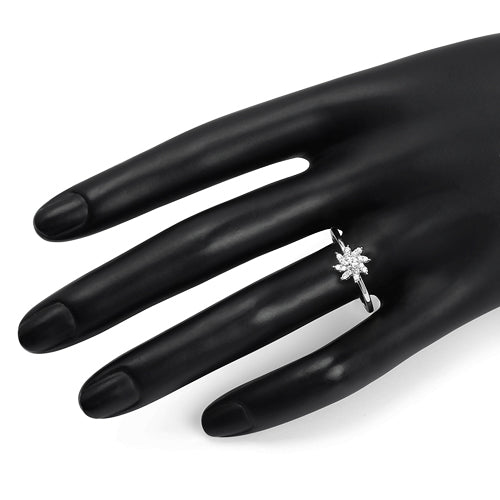 Bids.com 0.18 Carat Genuine White Diamond 14K White Gold Ring (E-F-G Color, SI Clarity) Rings White Smoke size 7.00
