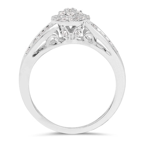 Bids.com 0.25 Carat Genuine White Diamond 14K White Gold Ring (E-F Color, SI Clarity) Rings White Smoke size 6.00