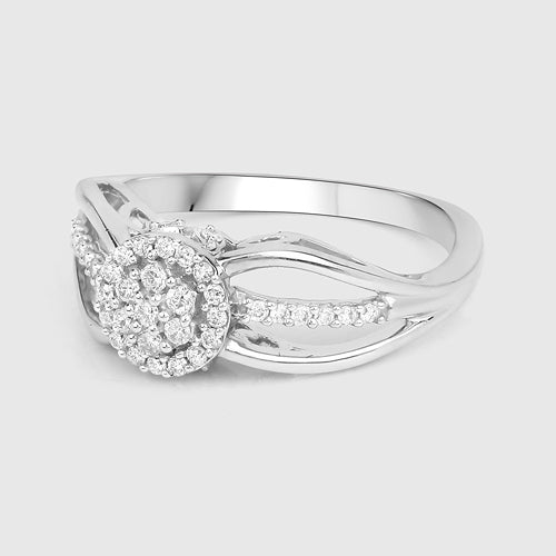 Bids.com 0.25 Carat Genuine White Diamond 14K White Gold Ring (E-F Color, SI Clarity) Rings Light Gray size 6.00