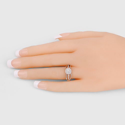Bids.com 0.25 Carat Genuine White Diamond 14K White Gold Ring (E-F Color, SI Clarity) Rings Light Pink size 6.00
