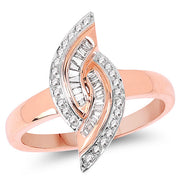 Bids.com 0.29 Carat Genuine White Diamond 14K Rose Gold Ring (E-F Color, SI1-SI2 Clarity) Rings White Smoke size 7.50,size 7.00