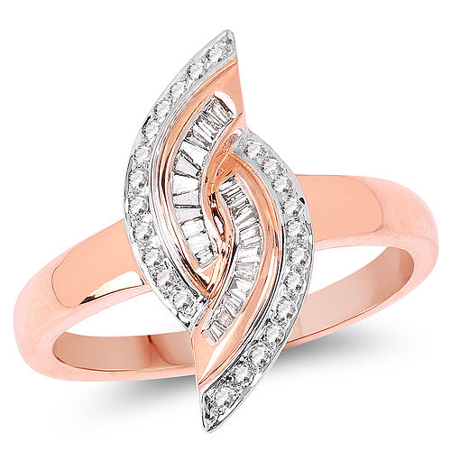 Bids.com 0.29 Carat Genuine White Diamond 14K Rose Gold Ring (E-F Color, SI1-SI2 Clarity) Rings White Smoke size 7.50,size 7.00
