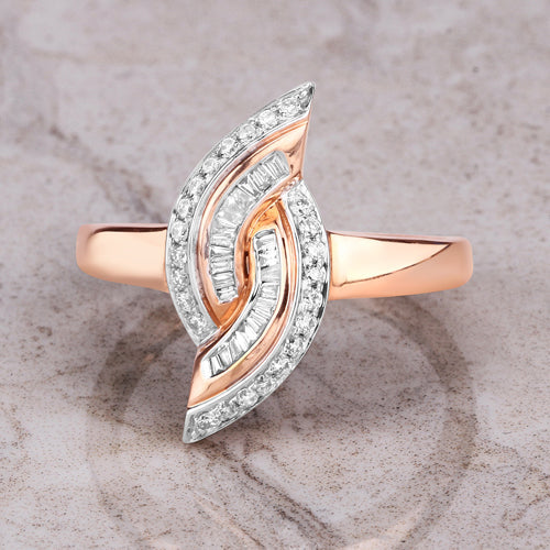 Bids.com 0.29 Carat Genuine White Diamond 14K Rose Gold Ring (E-F Color, SI1-SI2 Clarity) Rings Gray size 7.50,size 7.00