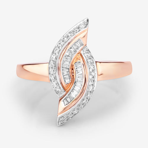 Bids.com 0.29 Carat Genuine White Diamond 14K Rose Gold Ring (E-F Color, SI1-SI2 Clarity) Rings White Smoke size 7.50,size 7.00