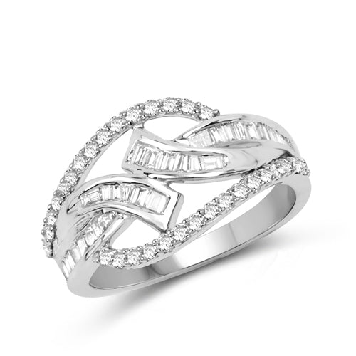 Bids.com 0.72 Carat Genuine White Diamond 14K White Gold Ring (E-F-G Color, VS-SI Clarity) Rings White Smoke size 6.00