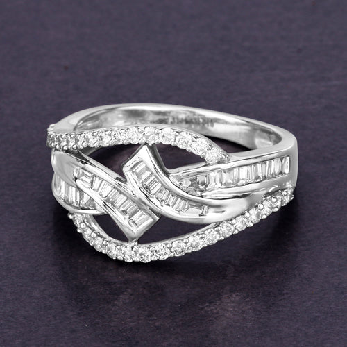 Bids.com 0.72 Carat Genuine White Diamond 14K White Gold Ring (E-F-G Color, VS-SI Clarity) Rings Dark Slate Gray size 6.00