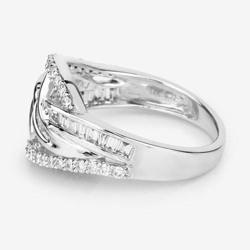 Bids.com 0.72 Carat Genuine White Diamond 14K White Gold Ring (E-F-G Color, VS-SI Clarity) Rings Light Gray size 6.00