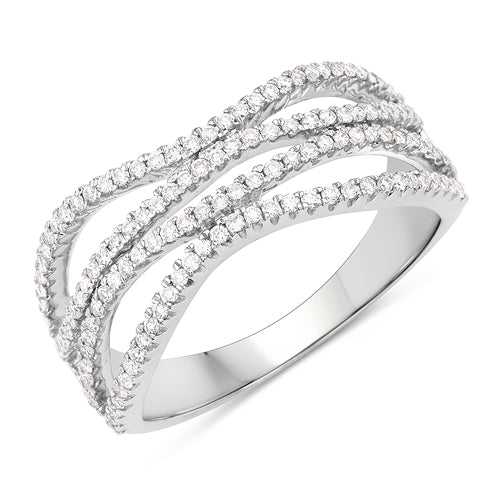 Bids.com 0.46 Carat Genuine White Diamond 14K White Gold Ring (F-G Color, SI Clarity) Rings White Smoke size 8.25