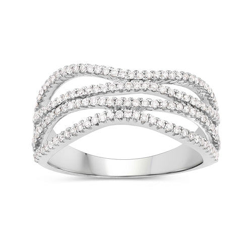 Bids.com 0.46 Carat Genuine White Diamond 14K White Gold Ring (F-G Color, SI Clarity) Rings White Smoke size 8.25