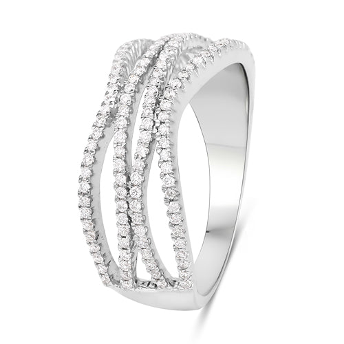 Bids.com 0.46 Carat Genuine White Diamond 14K White Gold Ring (F-G Color, SI Clarity) Rings White Smoke size 8.25