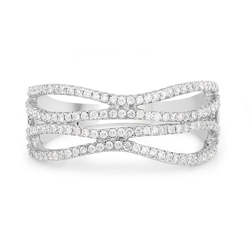 Bids.com 0.46 Carat Genuine White Diamond 14K White Gold Ring (F-G Color, SI Clarity) Rings Light Gray size 8.25