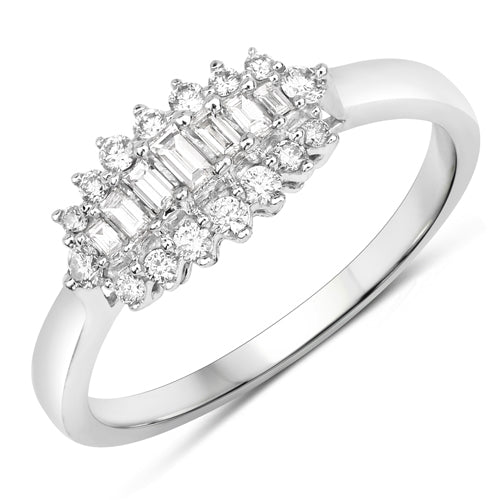 Bids.com 0.37 Carat Genuine White Diamond 14K White Gold Ring (E-F Color, VS-SI Clarity) Rings White Smoke size 8.00