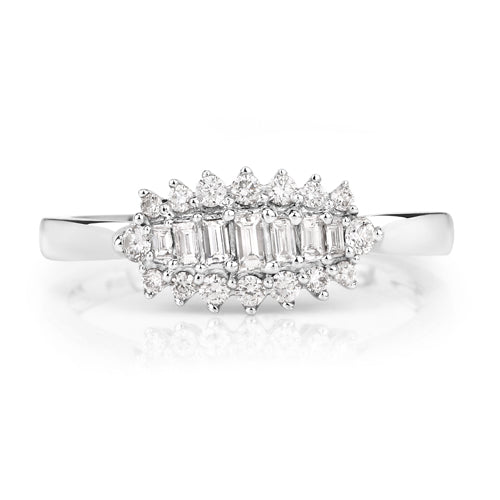Bids.com 0.37 Carat Genuine White Diamond 14K White Gold Ring (E-F Color, VS-SI Clarity) Rings White Smoke size 8.00