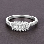 Bids.com 0.37 Carat Genuine White Diamond 14K White Gold Ring (E-F Color, VS-SI Clarity) Rings Dim Gray size 8.00