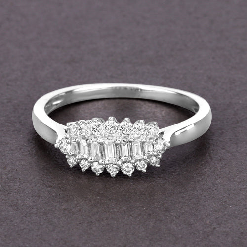 Bids.com 0.37 Carat Genuine White Diamond 14K White Gold Ring (E-F Color, VS-SI Clarity) Rings Dim Gray size 8.00