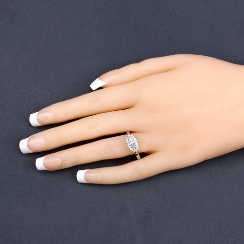 Bids.com 0.37 Carat Genuine White Diamond 14K White Gold Ring (E-F Color, VS-SI Clarity) Rings Dark Slate Gray size 8.00