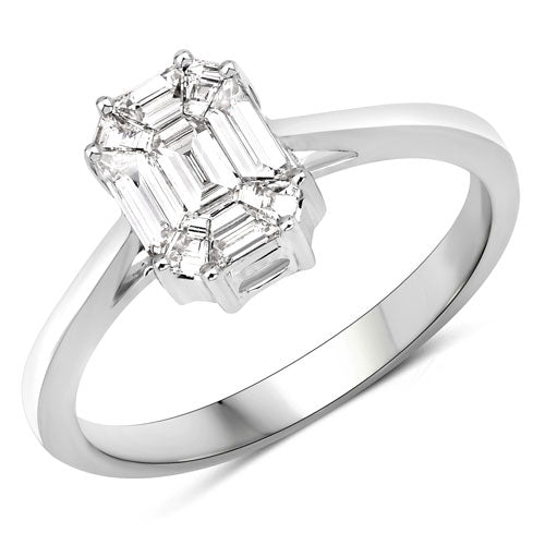 Bids.com 0.48 Carat Genuine White Diamond 18K White Gold Ring Rings White Smoke size 7.00,size 6.00,size 8.00