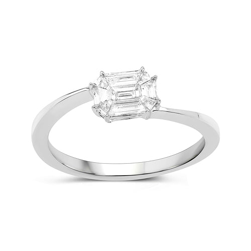 Bids.com 0.33 Carat Genuine White Diamond 18K White Gold Ring (F-G Color, VVS-VS Clarity) Rings White Smoke size 7.00