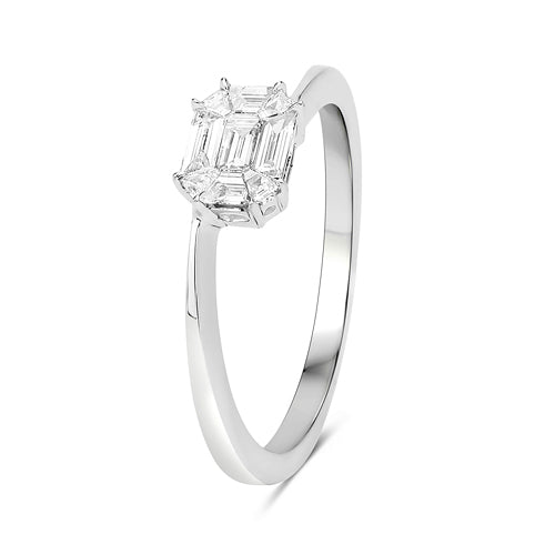 Bids.com 0.33 Carat Genuine White Diamond 18K White Gold Ring (F-G Color, VVS-VS Clarity) Rings White Smoke size 7.00