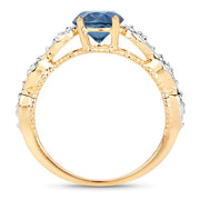 Bids.com 1.27 Carat Genuine Blue Sapphire and White Diamond 14K Yellow Gold Ring Rings White Smoke size 7.00