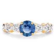 Bids.com 1.27 Carat Genuine Blue Sapphire and White Diamond 14K Yellow Gold Ring Rings White Smoke size 7.00