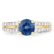 Bids.com 1.29 Carat Genuine Blue Sapphire and White Diamond 14K Yellow Gold Ring Rings White Smoke size 7.00