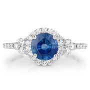 Bids.com 1.34 Carat Genuine Blue Sapphire and White Diamond 14K White Gold Ring Rings White Smoke size 7.00