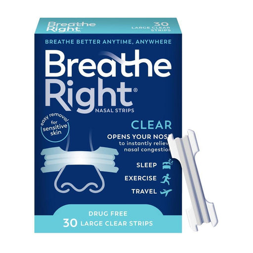 Breathe Right Breathe Right Nasal Strips Clear For Sensitive Skin Large Medicine & Drugs White Smoke