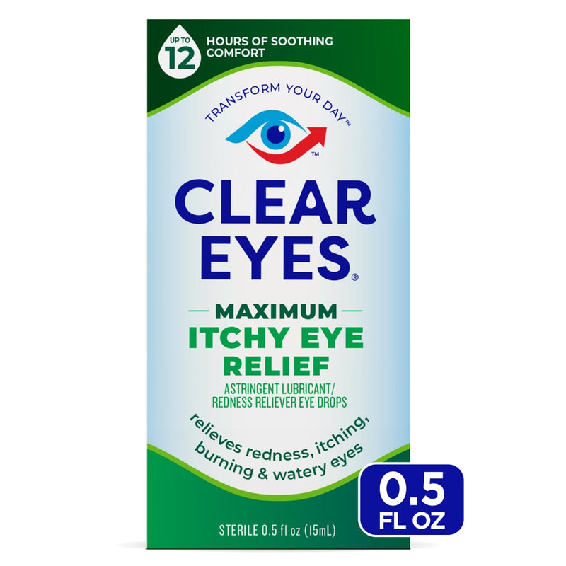 Clear Eyes Clear Eyes Itchy Eye Relief, Maximum, Sterile 0.5 Fl Oz Health & Beauty White Smoke