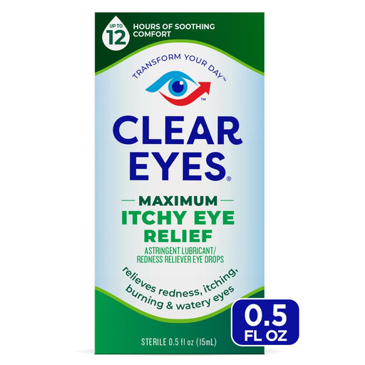 Clear Eyes Clear Eyes Itchy Eye Relief, Maximum, Sterile 0.5 Fl Oz Health & Beauty White Smoke